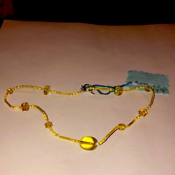 Hand Crafted Jewelry - Handmade by Me, Women’s Necklace, Beaded, Yellow, White, Clear, Lobster Clasp